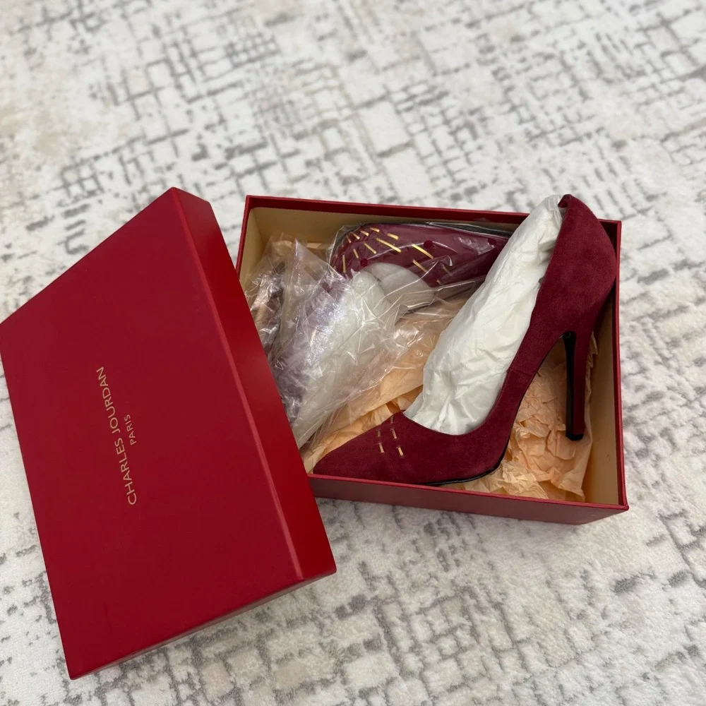 Charles Jourdan Suede Red Gold 5